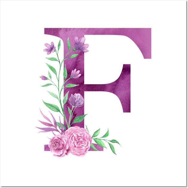 Floral Monogram F Beautiful Rose Bouquet Wall Art by floralmonogram